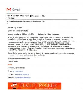 EasyJet non paga la compensazione pecuniaria